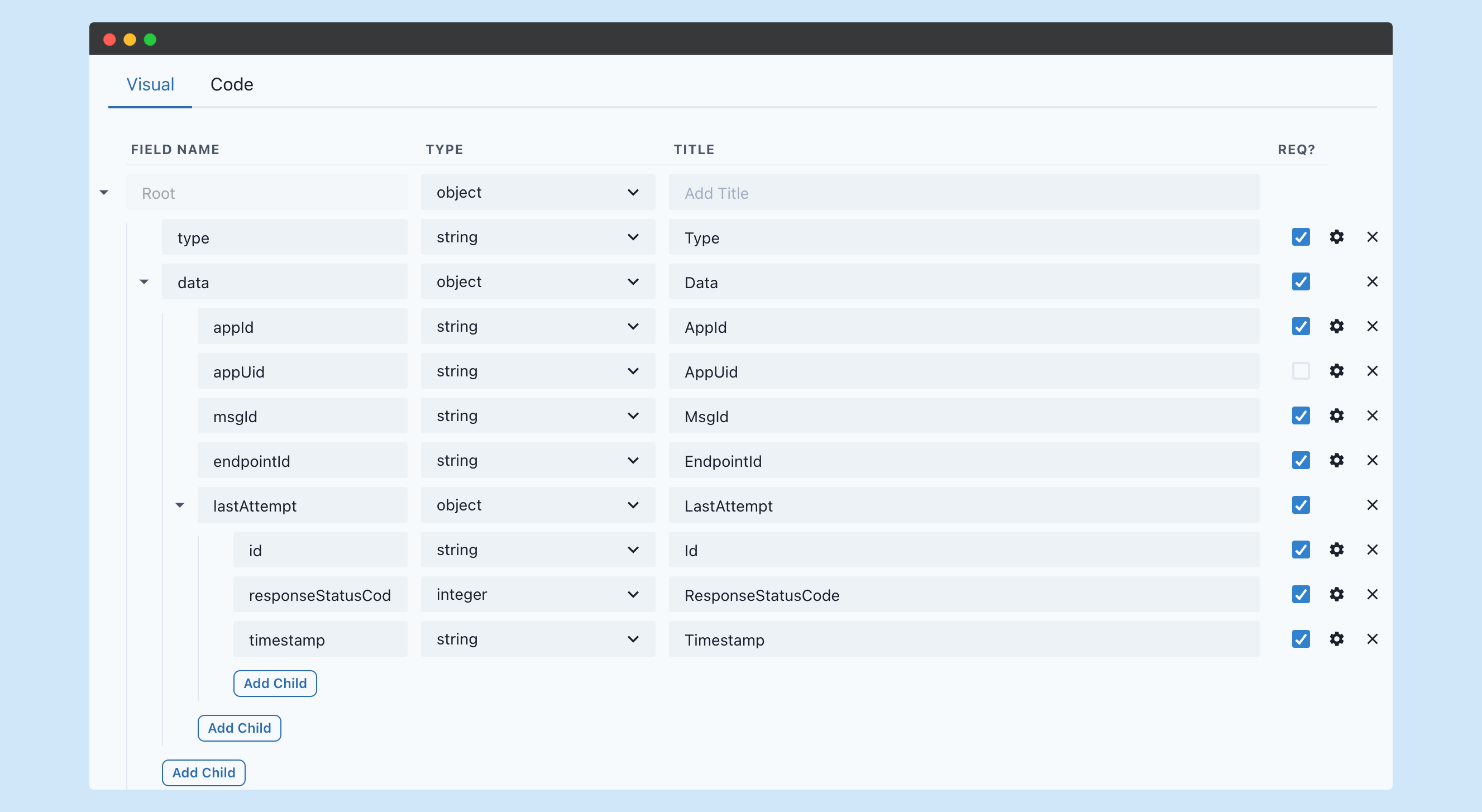 Schema editor
