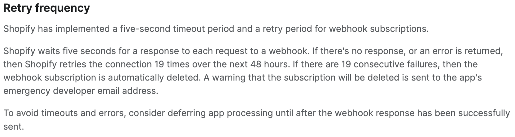 shopify webhook retries